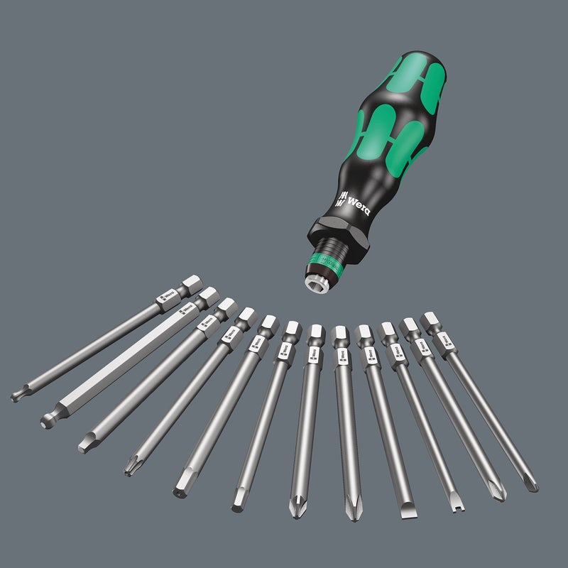 Wera 5059295001 KK 60 Kraftform Bitholding Screwdriver and 3 1/2-Inch Bit Pouch Set, 17-Piece, Multi - Image 4